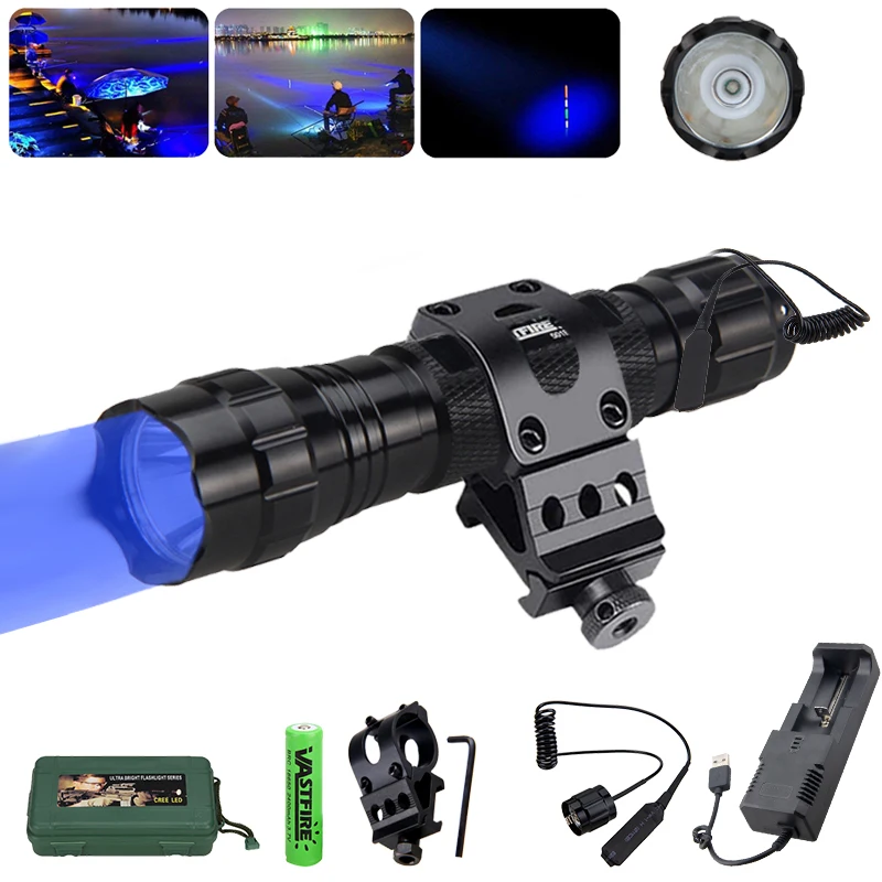 Led Hunting Light Tactical Flashlight+Optional Rechargeable 18650 Battery&Charger Torch Gun Scope Mount Remote Pressure Switch