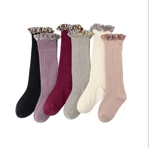 

0-8 Year 2021 Spring new sweet girl tube socks small flower lace baby socks fashion all-match princess socks