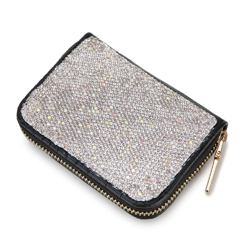 Luxury Color Diamond Pu Leather Women Short Zipper Coin Purses Black Design Clutch Wallet Female Money Credit Card Holder New