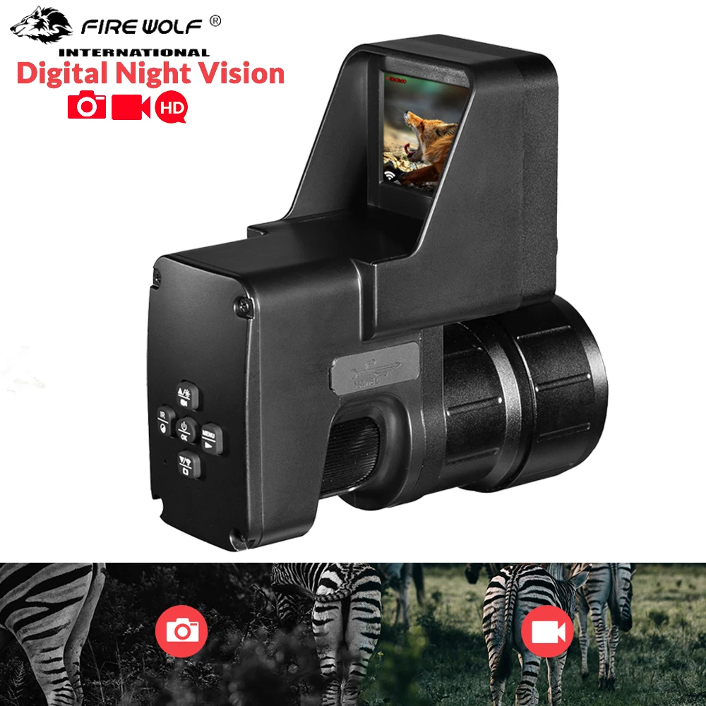 FIRE WOLF Night vision device with/Wifi 200M Range NV Riflescope IR Night vision Sight For hunting Trail Optical Camera sight