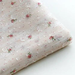 130cm 0.5y/lot (not white)Translucent Chiffon Printed Flower Jacquard Embroidered Lace Fabric DIY Sewing Dress Fabric Cloth X669