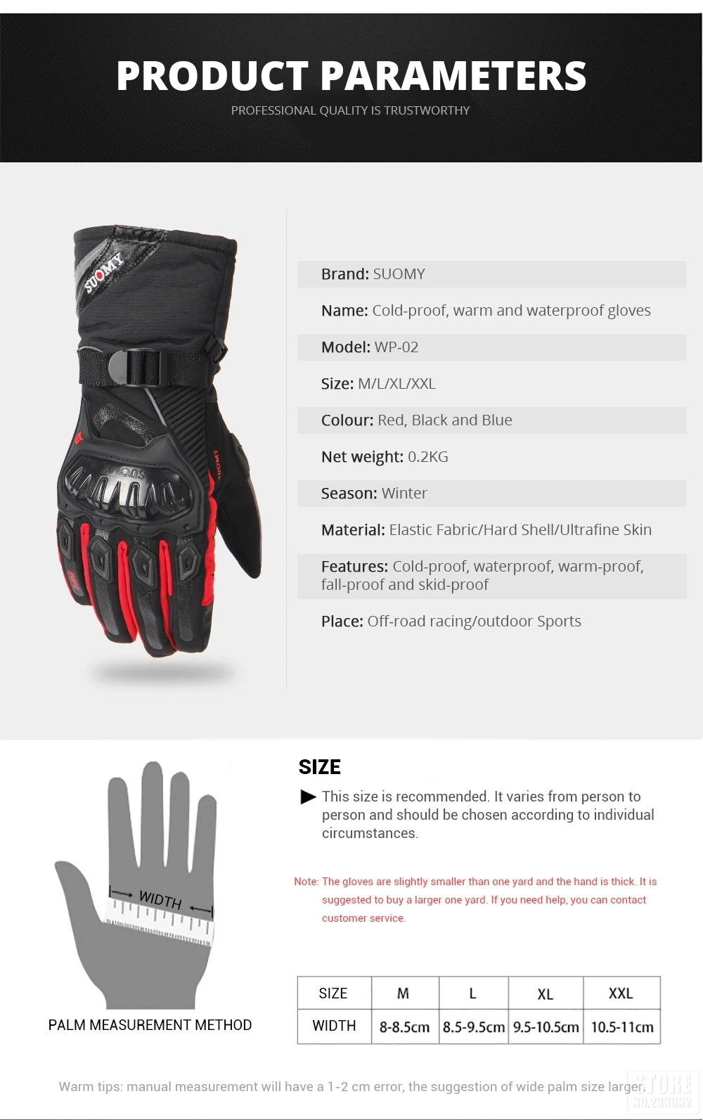 Motorrad Handschuhe Winddicht Wasserdicht Guantes Moto Männer Motorrad Reiten Handschuhe Touchscreen Moto Motocross Handschuhe Winter – Detail 11