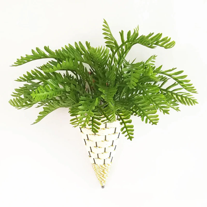 40cm Fake Palm Tree Branch Artificial Cycas Plants Tropical Palm Leaves Plastic Jungle Grass Foliage Wall for Desk Pot Decor