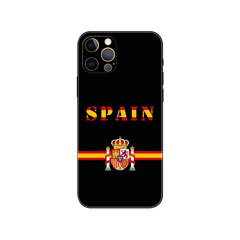 Black tpu case for iphone 5 5s se 2020 6 6s 7 8 plus x 10 XR XS 11 12 13 mini pro MAX back cover Spain Coat of Arms Flag