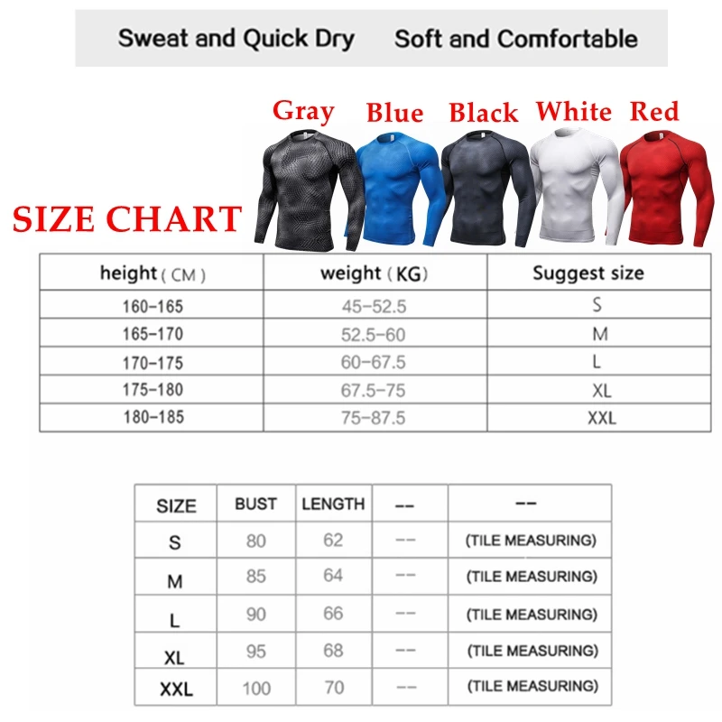 Quality Compression Shirt Men Rashgard Fitness Long Sleeves Running Shirt Men Gym T Shirt Football Jersey Sportswear Sport Tight