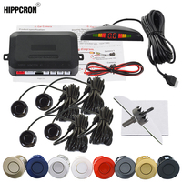 Hippcron Car LED Parking Sensor Kit 4 Sensors 22mm Backlight Display Reverse Backup Radar Monitor System 12V 8 Colors