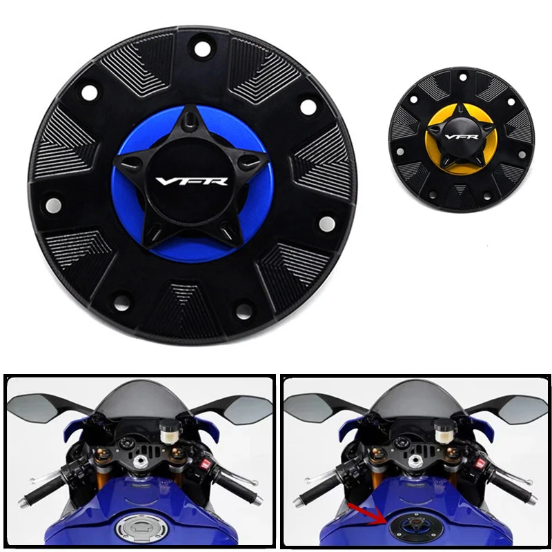 

VFR LOGO Motorcycle CNC Fuel Gas Tank Cover Fuel Tank Cover Cap For Honda VFR750 VFR800 VFR800X VFR1200F VFR1200X VTR1000F