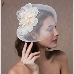 JM02 White Black Bridal Fascinator Birdcage Veil Wedding Hat Short Bride Face Veil Charming Evening Blusher Veil Bridal Headwear