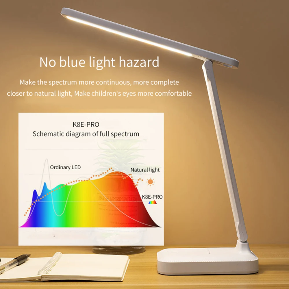 Led Table Lamp 3 Color Stepless Dimmable Touch Foldable USB Chargeable Desk Lamp Bedside Eye Protection Reading Night Light DC5V