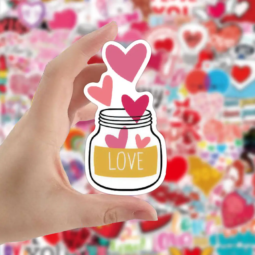 50/100pcs Valentine Stickers For Notebook Car Laptop Scrapbooking Material Adesivos Craft Supplies Vintage Pink Love Sticker