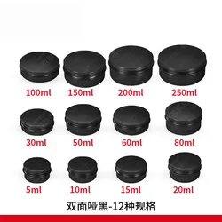 50pcs 10ML 20ml 30ml 250ml Black Aluminium jars Multi-specification matte black aluminum Tin Aluminium cans with round thread