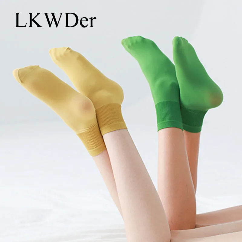 LKWDer 1 Pair New Long Color Socks Candy Color Women Socks Breathable Soft Thin Women Fashion Socks For Women Korea Style Velvet