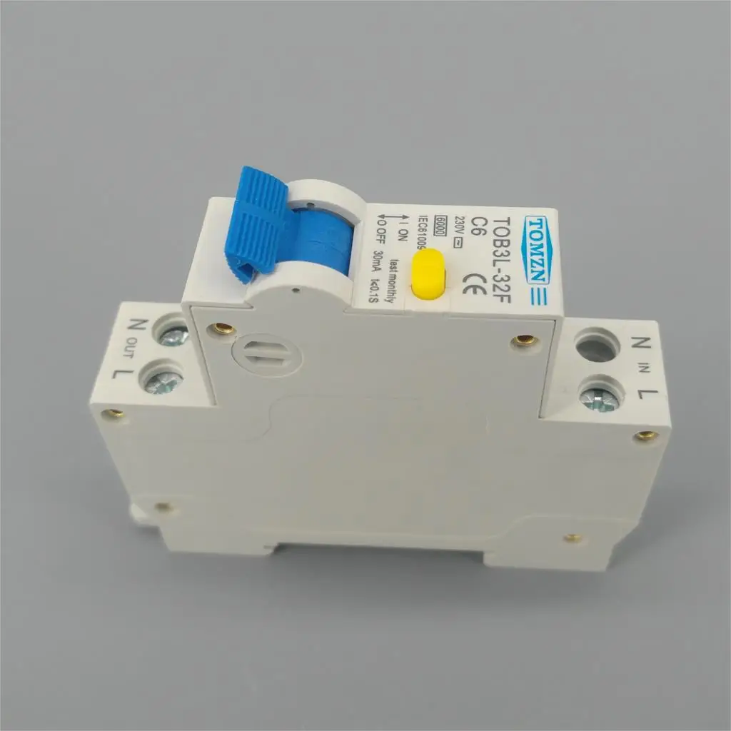 18MM 230V 50/60Hz RCBO 1P+N 6KA Residual current differential automatic Circuit breaker with over current Leakage protection