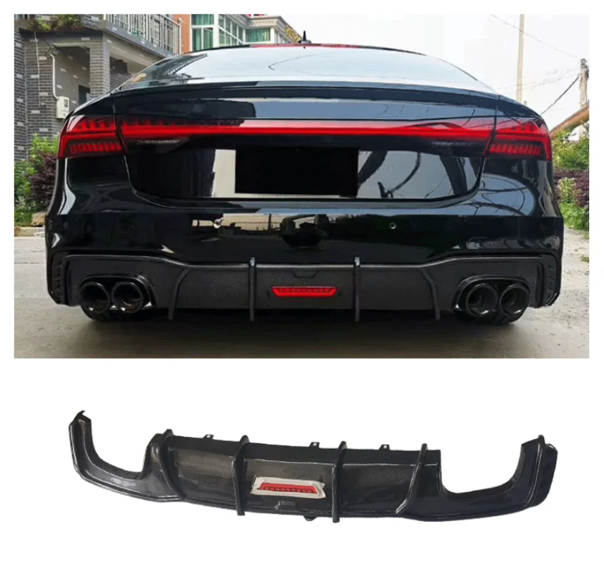 Carbon Fiber Rear Bumper Lip Auto Car Diffuser Fits For Audi A7 S7 RS7 C8 2019 2020