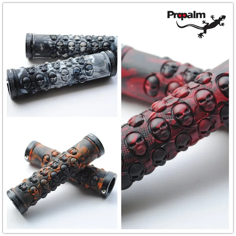 Propalm Bicycle Environmental Protection Rubber TPR Handlebar Grips Lock on Anti-skid Skull Grip 138mm for MTB Road Bike BMX