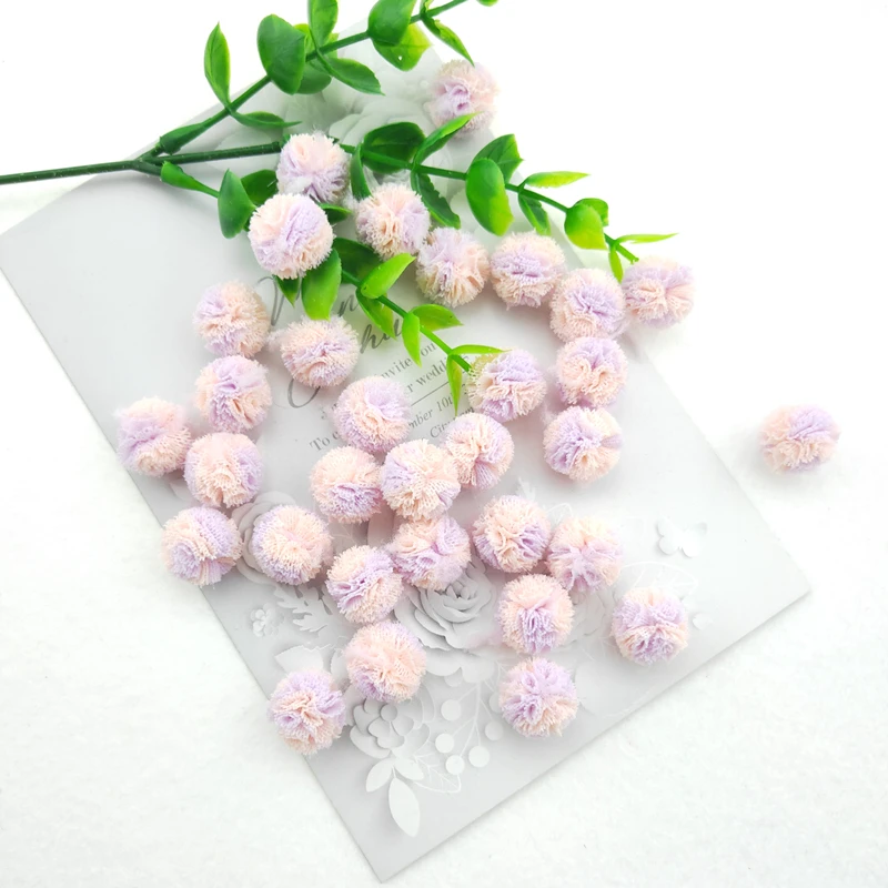 Elastische Blumenkugel aus Netzstoff für Kinder, Haarspangen-Accessoires, künstliche Stoffblumen, 1,5 cm, 100 Stück pro Packung. – Detail 6