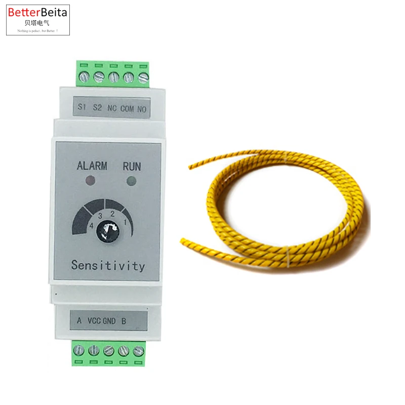 

35mm Din liquid Water Leakage Detector with sensor wire water switch output Flooding liquid leaking alarm device relay output