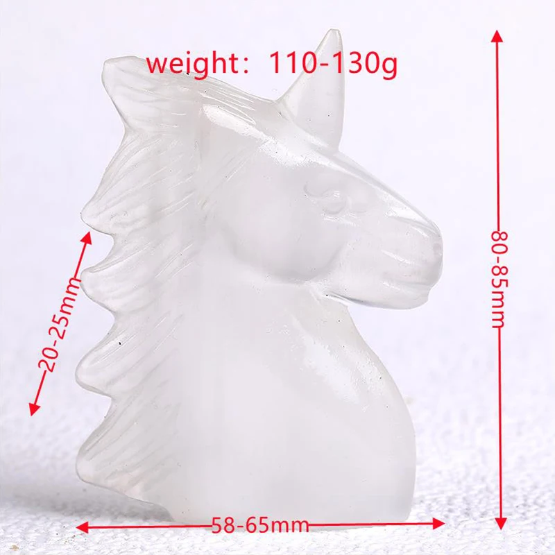 Natural Selenite White Gemstones Unicorn Figurine Hand Made Carving Healing Stone Decor Clear  Gypsum Mineral Quartz Home Decor