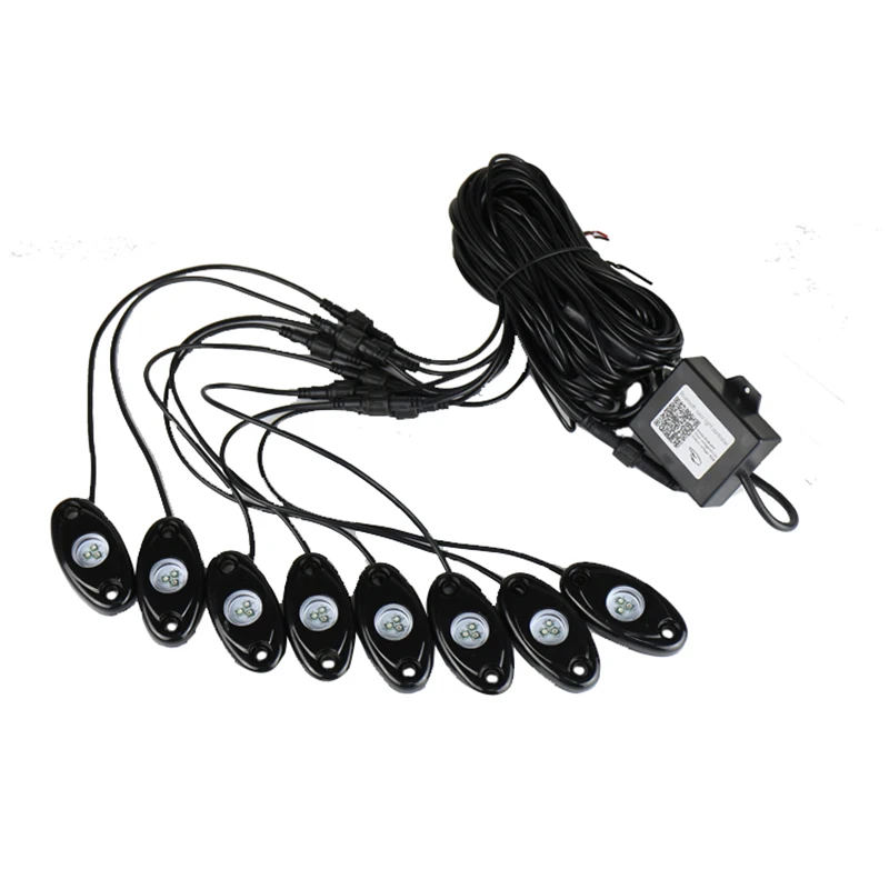 

New 8 In 1 LED Rock Light Under Body Light RGB Car Atmosphere Lamp bluetooth Offroad Pickup SUV ATV Truck Rock Lamp