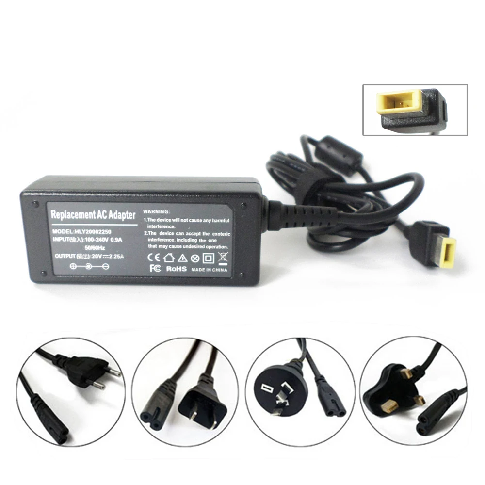 New Laptop AC Adapter Battery Charger Power Supply Cord For Lenovo Thinkpad X230s X240s T450 Yoga 11 11S 20V 2.25A 45W Notebook