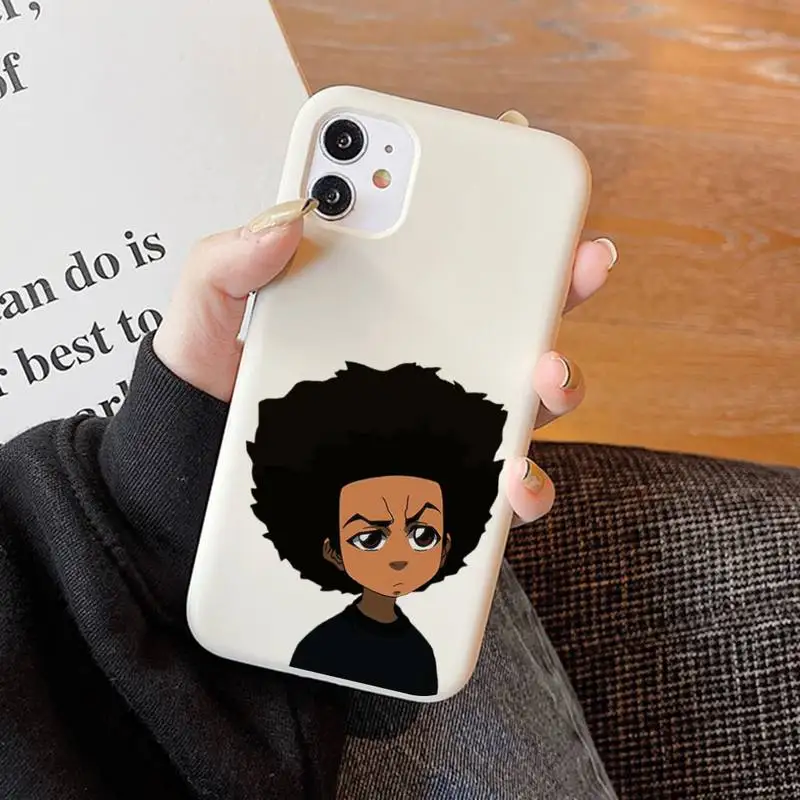 Huey Freeman Boondocks Phone Case Soft Solid Color for iPhone 11 12 13 mini pro XS MAX 8 7 6 6S Plus X XR