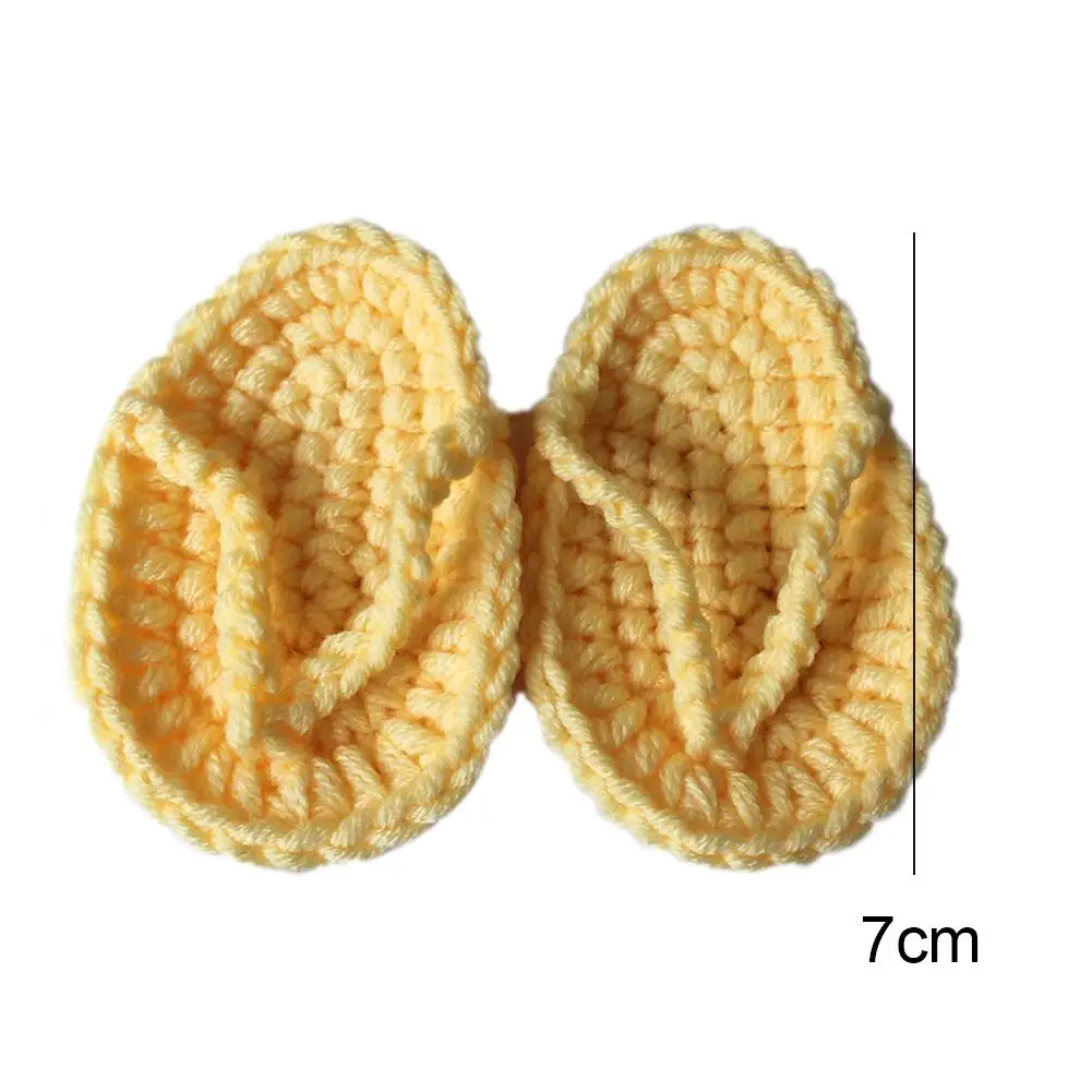 Newborn Baby Solid Color Mini Crochet Flip-Flops Infant Slippers Photo Props Cute Infant Photo Shooting Decoration Accessory