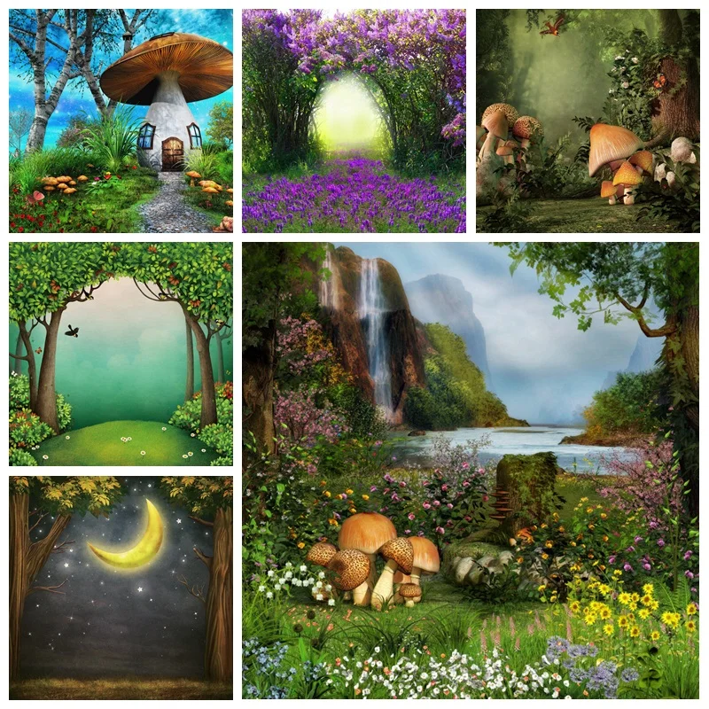 

Dreamy Wonderland Magical Forest Baby Birthday Photography Backdrop Photocall Photographic Background Portrait Photo Studio Prop