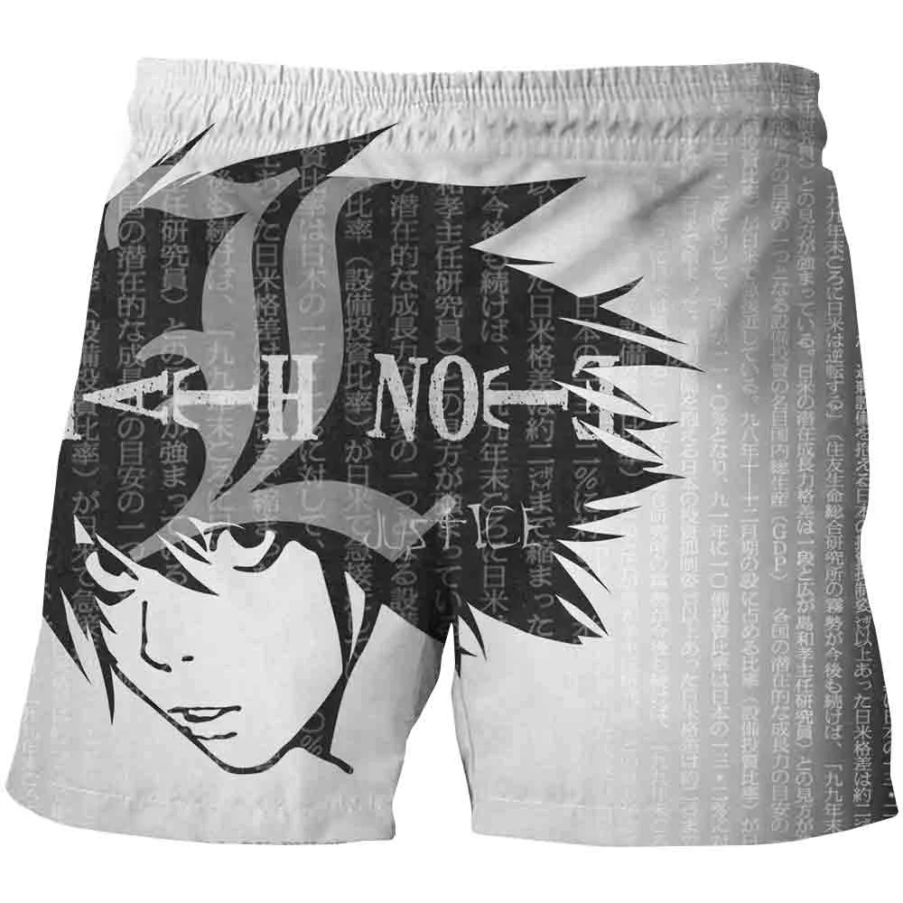 Death Note printing Fashion Beach Shorts Men's Anime Style Cosplay Streetwear Swimwear Pants Trendy Board Shorts Men clothing