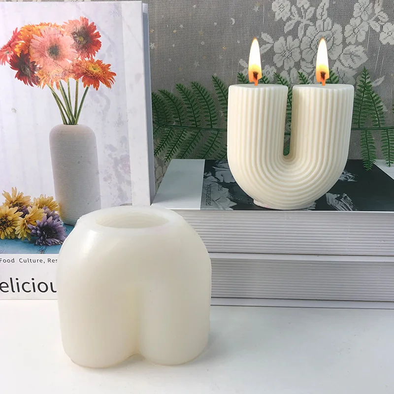 Creativity U-shaped Candle Silicone Mold Twisted Line Columnar Candle Design Nordic Space Decoration DIY Candle Making Tools