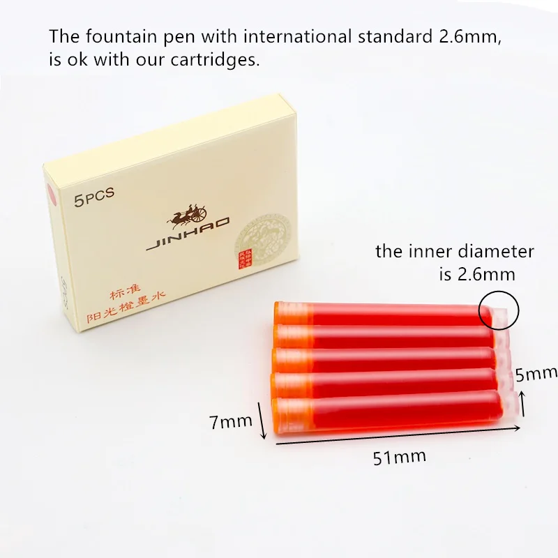 5pcs ink cartridge for Jinhao fountain pen universal ink supplies Stationery Office school accessories FB294