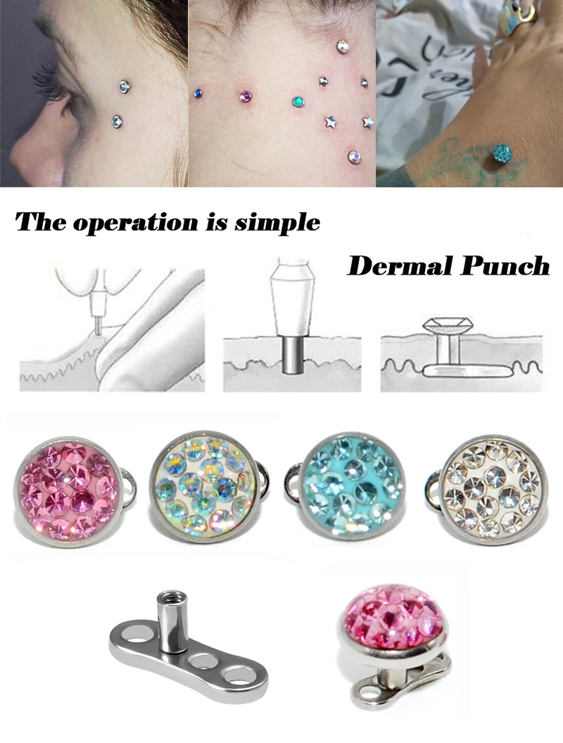 Sterilized Disposable Biopsy Dermal Anchor Puncher for Skin Surgical Steel Holding Pliers Professional Body Piercing Tool Forcep