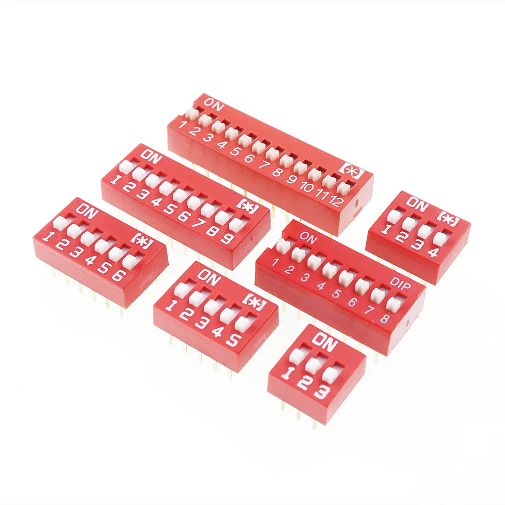 1000-5 PCS Dip Switches SPST 1 2 3 4 5 6 7 8 9 10 12 Way 2.54mm 0.100