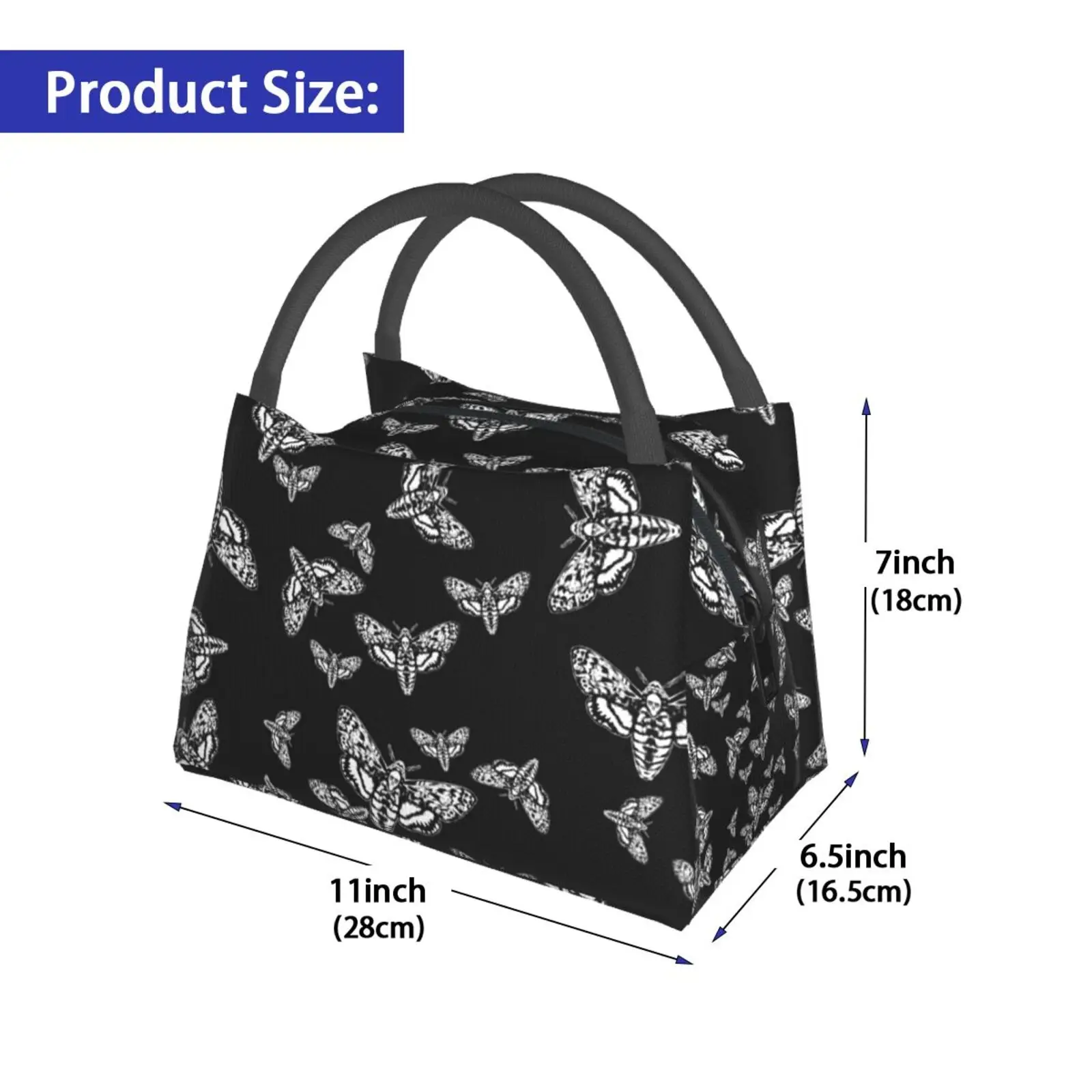 Cooler Lunch Bag Picnic Bag Death Head Moths Moth Death Head Moth Skull Head Moth Goth Gothic Skull