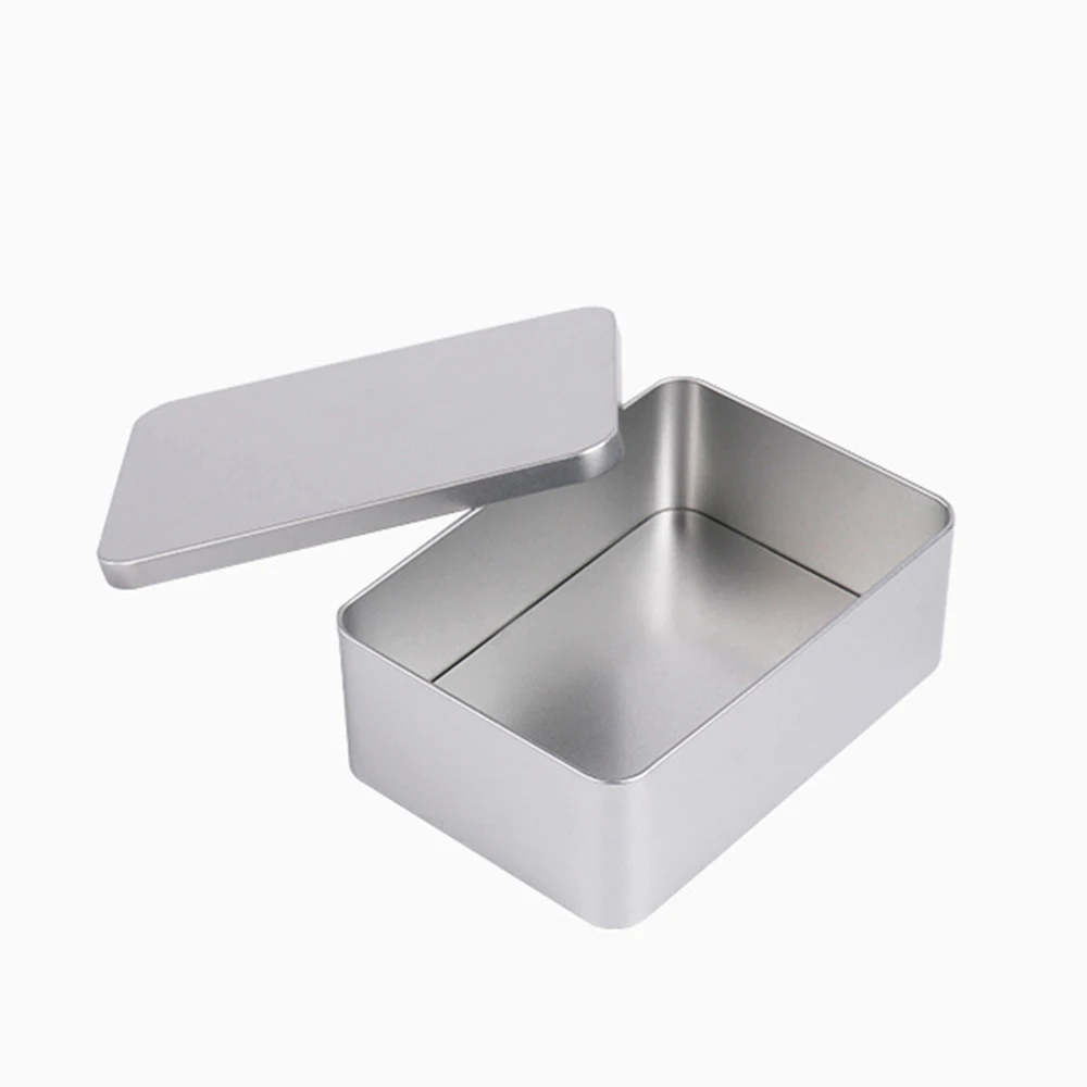 1pc New Square Tin Storage Boxes Small Metal Storage Box Silver Jewelry Keys Coins Metal Box Tin Wedding Candy Storage Tin Can