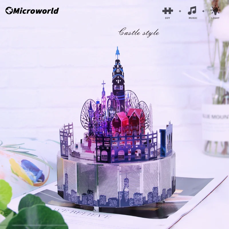 

Microworld 3D металлический DIY головоломка замок тематическая модель вращающаяся музыкальная шкатулка наборы головоломки игрушки на день рождения рождественские подарки для девочек и взрослых