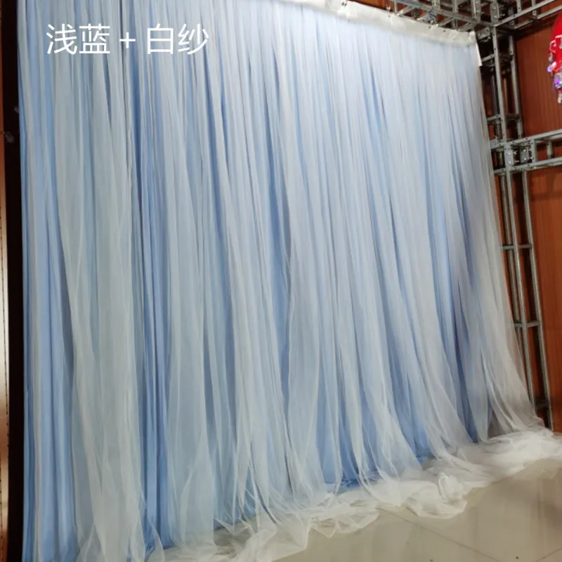 

Ice Silk Wedding Party Backdrops Drape GauzebCurtain Background Decoration White Cloth Gauze Net Wedding Photo Booth Panels 2X2m