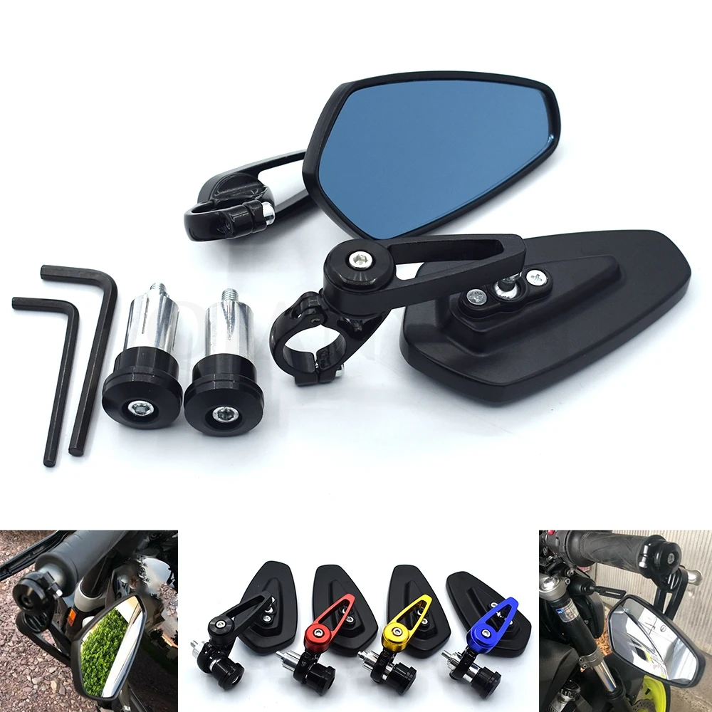 Universal black 7/8\'\' 22mm motorcycle side mirror handlebar end mirror for Yamaha R1 R6 R125 R15 FZ16 FZ1 MT09 MT07 FZ6 XJR1300