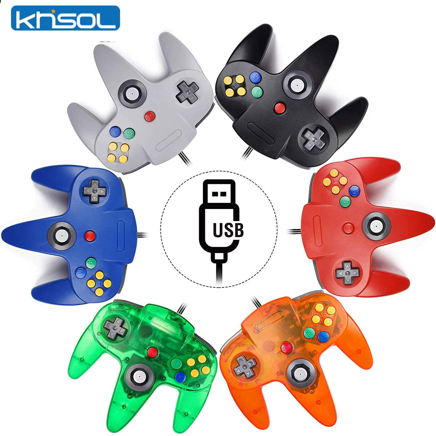 N64 Controller Classic USB Wired Remote Gamepad Gaming Joystick Accessories Classic 64 Console Retro Games For Mac Computer PC