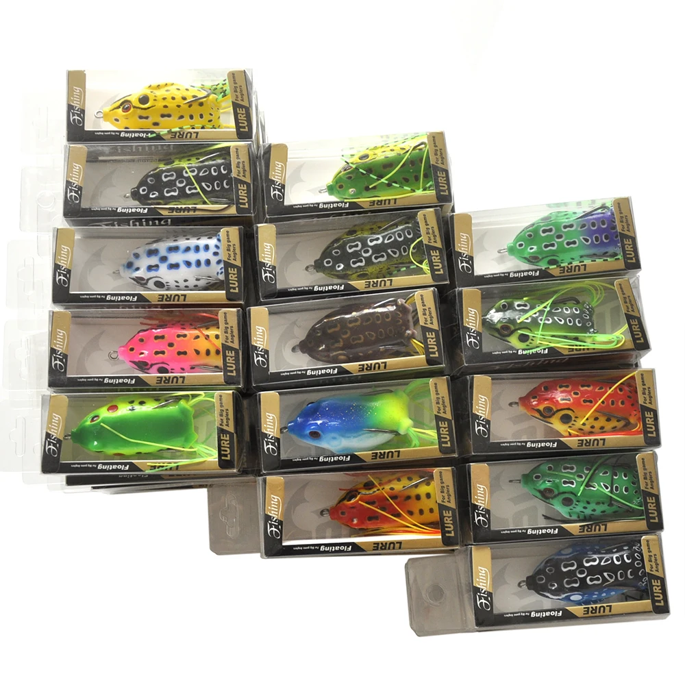 Wholesale Lots of 60pcs 14g 5.5cm Silicone Frogs Soft Lures Sharp Hooks Snakehead Fishing