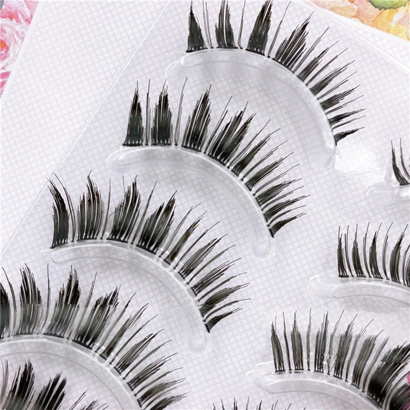 New 5Pairs Eyelashes Cos Japanese Fake Eyelashes Natural Thick Pointed Tail Eyelash Stage Makeup 3D Little Devil Big Eyes Lashes