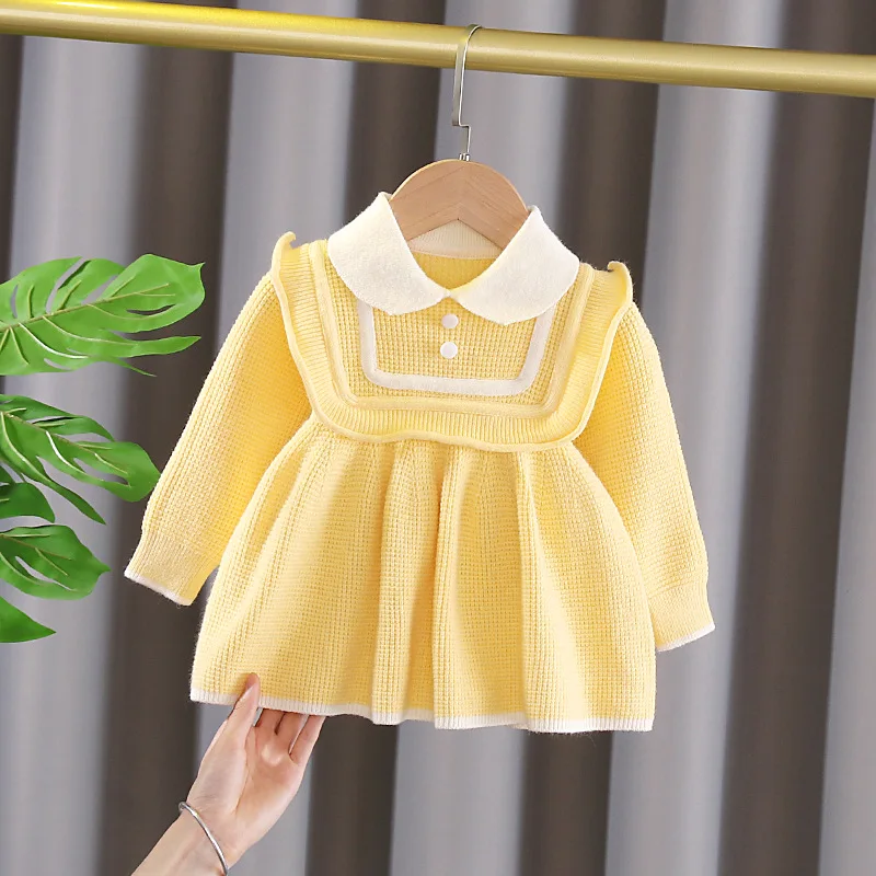 Spring girls baby clothes kids Christmas birthday gift dresses for toddler girls baby clothing knitted sweater pullover dress