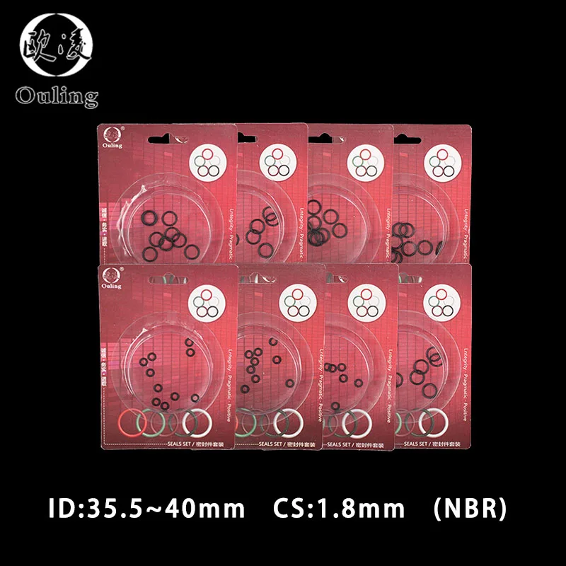 

Boxed nitrile rubber NBR sealing O-ring waterproof oil-resistant thickness CS 1.8mm ID 35.5/36.5/37.5/38.5/40mm