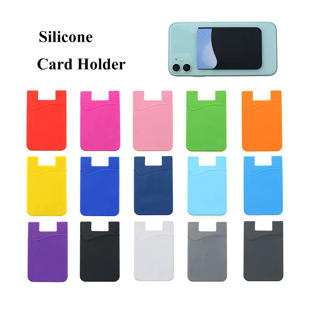 Fashion Adhesive Sticker Back Cover Card Holder Case Pouch For Cell Phone colorful card holder 1PCS