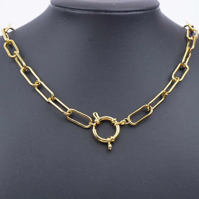 Anchor Clasp Necklaces Stainless Steel Heavy Duty Chain Necklace For Women Gold/Silver Color Metal Chunky Chain Choker