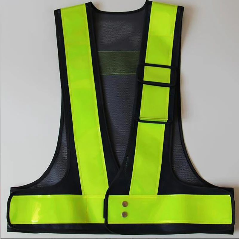 Breathable Net riding Traffic Night Work safety vest V-shaped High Visibility Security Cycling reflective Jogging Jackets