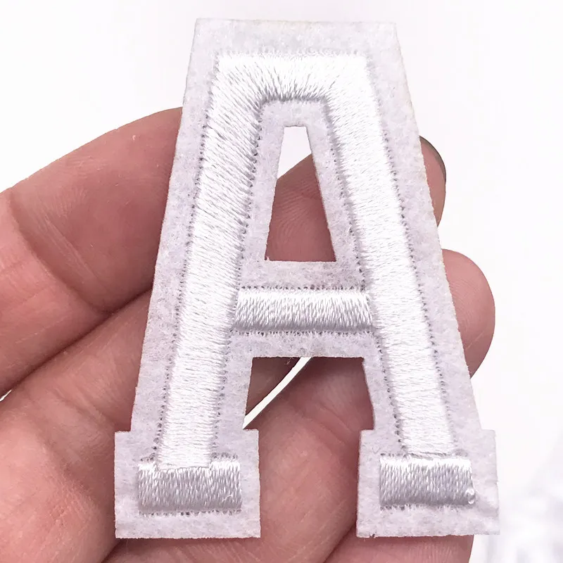 1Pcs White english letters Patches for Clothes Embroidery Appliques Child Women Clothing Accessories Badge