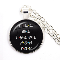 Friends TV Show Necklace 25th Anniversary Series Cartoon Fun Pattern 25mm Glass Cabochon Pendant For Good Friend Gift