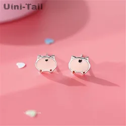 Uini-Tail 2024 new listing 925 Tibetan silver cute pig ass earrings fresh and simple cute wild animal earrings student jewelry