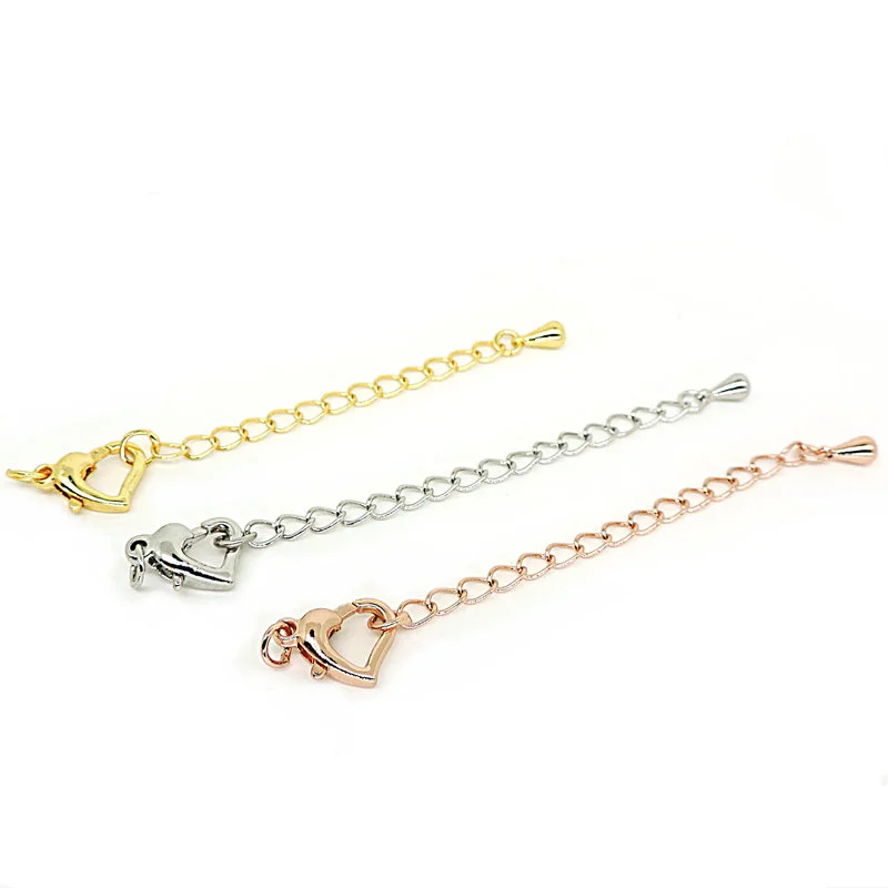 

2pcs 60MM love Lobster Clasp Extended Extension Tail Chain Bracelet Necklace Connector For DIY Jewelry Making Findings