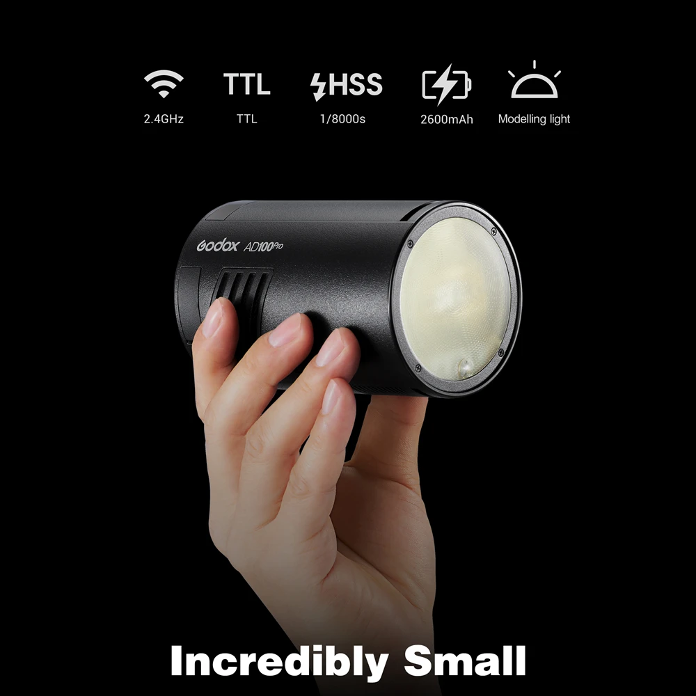 مصباح فلاش للجيب من Godox طراز AD100Pro 2.4GWireless 100 واط مصباح يدوي لكاميرا سوني نيكون كانون بينتاكس فوجي أوليمبوس باناسونيك DSLR